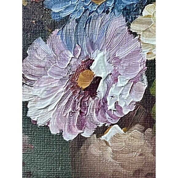 Vintage Framed Canvas Still Life of Flowers Signed Röth? Acrylic Textured Floral - Picture 13 of 16